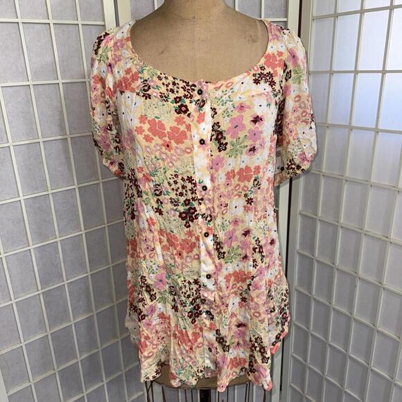 Free People Tops - Free People Callie Floral‎ Fairy Boho Peasant Cottagecore Tunic Top Blouse Small